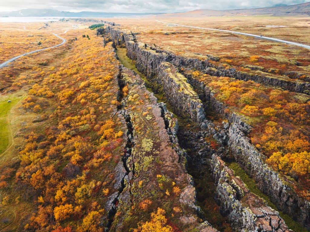 Canyon located in Thingvelliriri National Park, Iceland, where the Fissure of Silfra is located, in which the tectonic plates of North America and Eurasia are separated