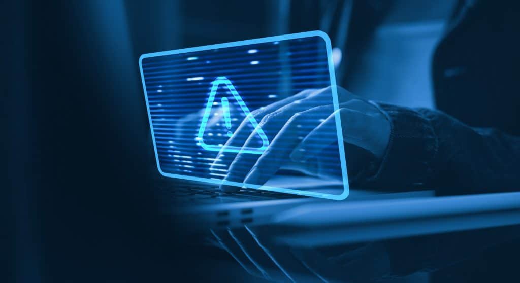 Warning symbol that transparers in blue