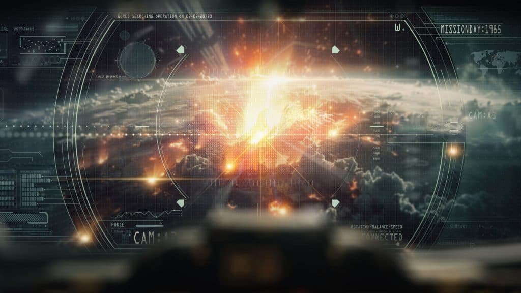 Illustration of the first vision of the vision of Earth's attack from space