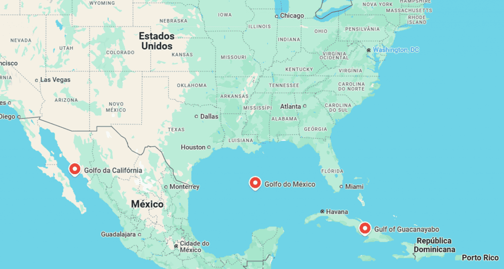 The image shows a screenshot made on Google Maps and illustrates North America