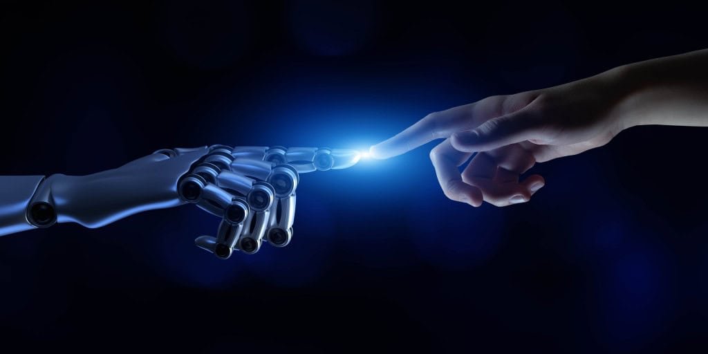 To touch the human hand, with the indicator, the indicator of a robot