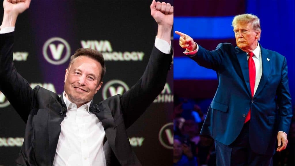 Montage with photos of Elon Musk and Donald Trump